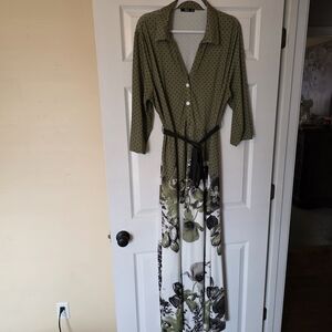 Lily Olive and White Floral Maxi Dress